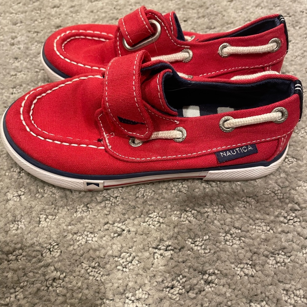 Little Boys Nautica Red Boat Shoes Size 4